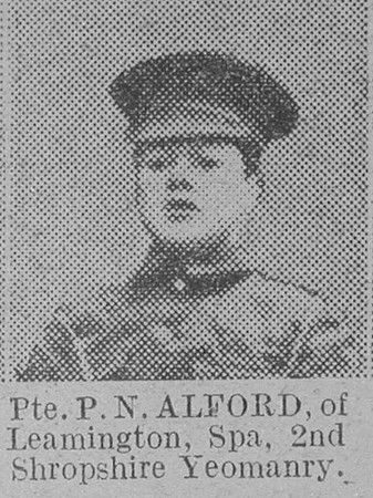 Alford P N Pte 2nd Shropshire Yeomanry The Vivid 13th Feb 1915
