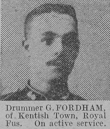 Fordham G Drummer 14450 3rd Royal Fusiliers The Vivid 13th Feb 1915