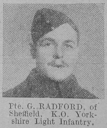 Radford G Pte Kings Own Yorkshire Light Infantry The Vivid 13th Feb 1915
