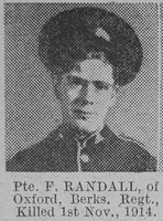 Randall F Pte 8956 1st Royal Berks Regiment The Vivid 13th Feb 1915