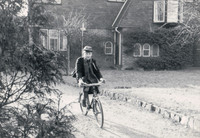A Little Boy Cycling To School 1950s