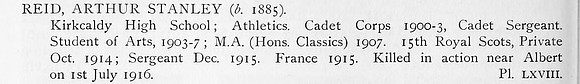 Reid A S Sergt 15th Royal Scots Obit