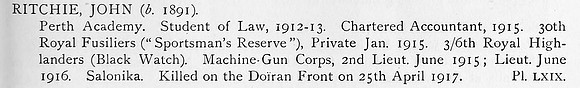 Ritchie J Lt Machine Gun Corps Obit