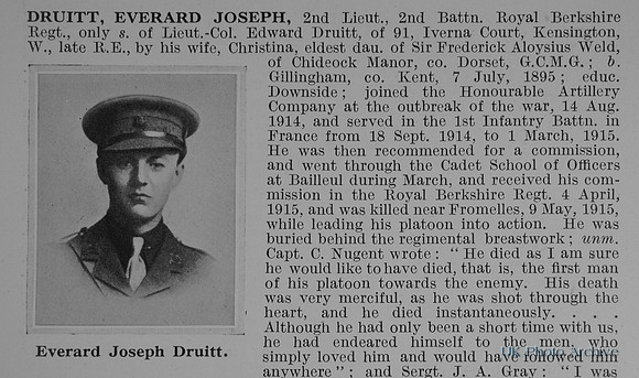 Druitt E J 2nd Lt 2nd Royal Berkshire Regiment Obit Part 1