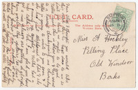 St Nicholas Church Interior And Rev H W Turner Postcard To Miss A Hockley. Pelling Place, Old Windsor. Sutton Postmark