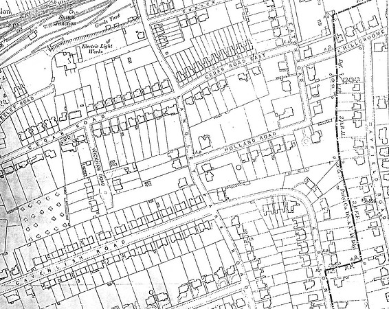 Sutton 1913 Map Cedar Road Area