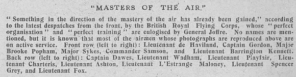 Royal Flying Corps Officers Caption The Graphic 15th Sep 1914