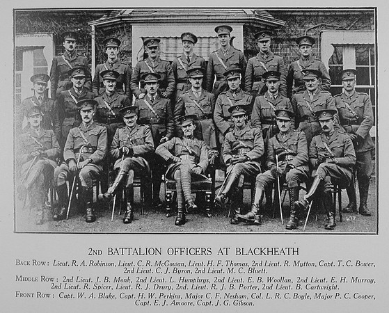 Honourable Artillery Company 2nd Battalion Officers At Blackheath