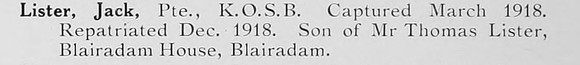 Lister J Pte Kings Own Scottish Borderers