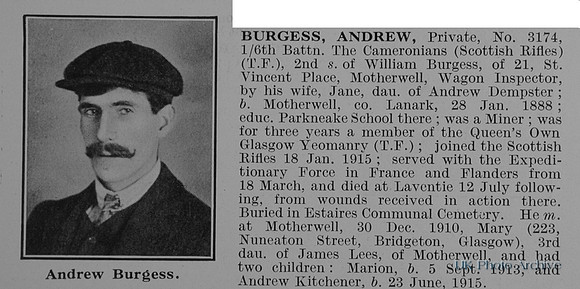 Burgess A Pte 3174 6th Cameronians Obit