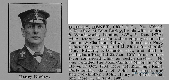 Burley H Chief Petty Officer 276014 Royal Navy Obit
