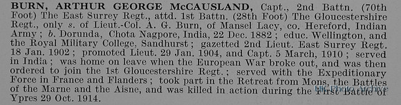 Burn A G M Captain 2nd East Surrey Regiment