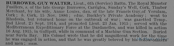 Burrowes G W Lt 6th Royal Munster Fusiliers