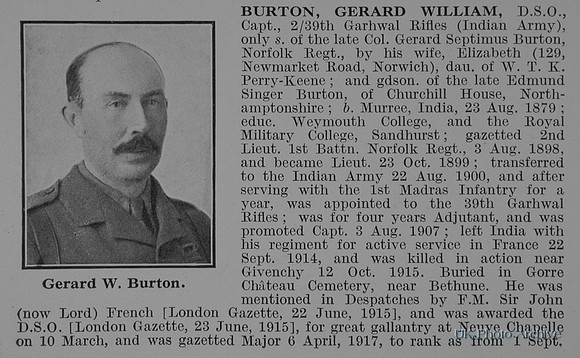 Burton G W Captain DSO Indian Army Obit Part 1