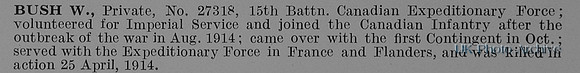 Bush W Pte 27318 15th Canadian Expeditionary Force
