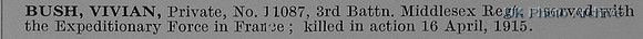 Bush V Pte 11087 3rd Middlesex Regiment