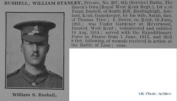 Bushell W S Pte 207 6th Royal West Kent Regiment