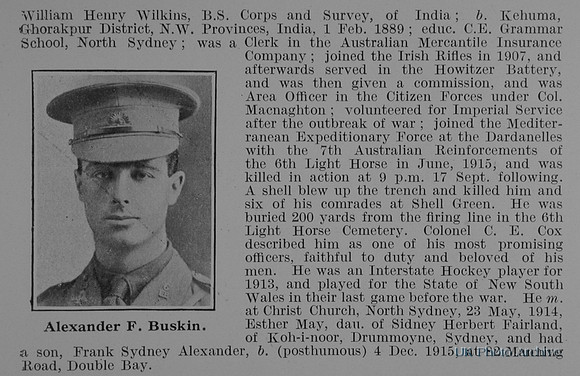 Buskin A F 2nd Lt 6th Australian Light Horse Obit Part 2