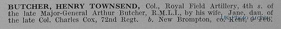 Butcher H T Col Royal Field Artillery Obit Part 1
