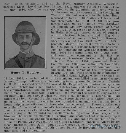 Butcher H T Col Royal Field Artillery Obit Part 2