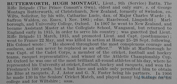 Butterworth H M Lt 9th Rifle Brigade