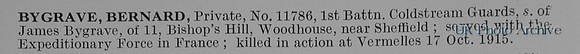 Bygrave B Pte 11786 1st Coldstream Guards