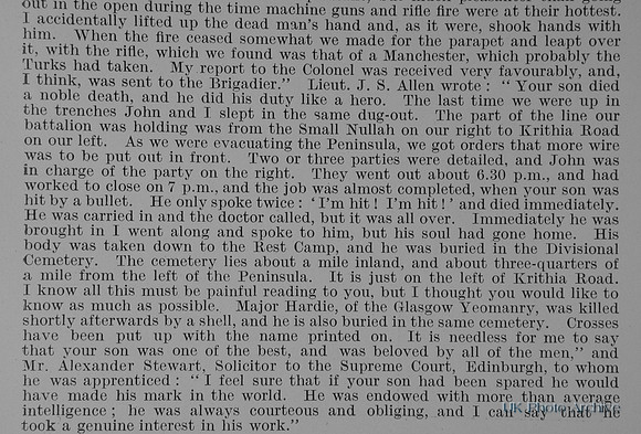 Cairns J A G 2nd Lt 4th Kings Own Scottish Borderers Obit Part 3