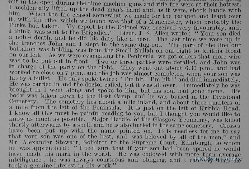 UK Photo And Social History Archive: C &emdash; Cairns J A G 2nd Lt 4th Kings Own Scottish Borderers Obit Part 3