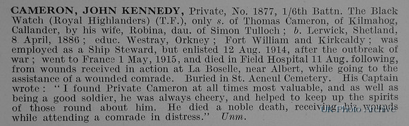 Cameron J K Pte 1877 6th Black Watch