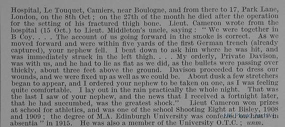 Cameron W Lt 1st Cameron Highlanders Obit Part 2