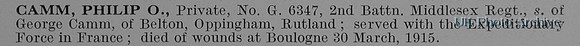 Camm P O Pte G6347 2nd Middlesex Regiment