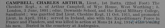 Campbell C A Lt 1st Cheshire Regiment