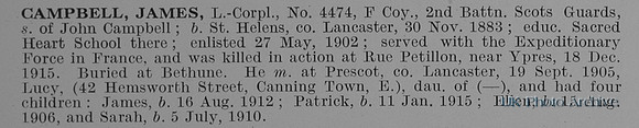 Campbell J LCpl 4474 2nd Scots Guards