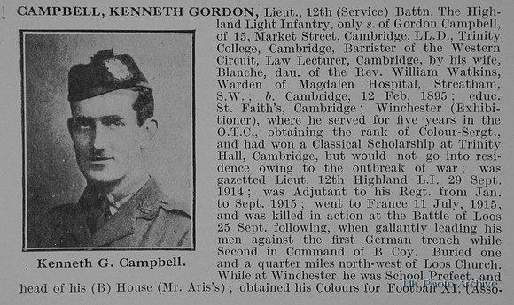 Campbell K G Lt 12th Highland Light Infantry Obit Part 1