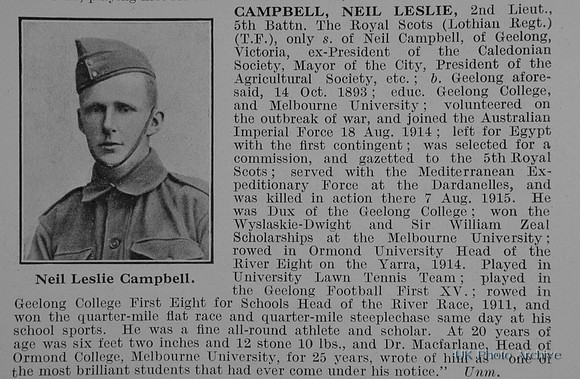 Campbell N L 2nd Lt 5th Royal Scots Obit