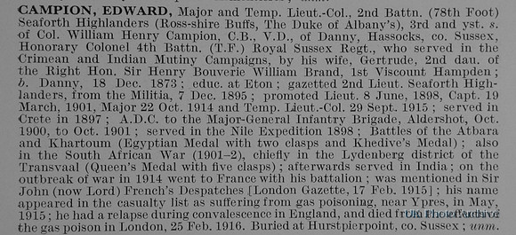 Campion E Major 2nd Seaforth Highlanders