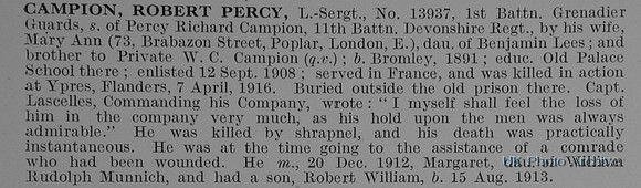 Campion R P LSergt 13937 1st Grenadier Guards