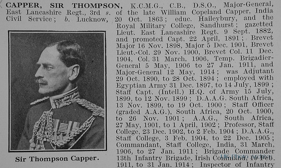 Capper T Major General Sir KCMG CB DSO East Lancs Regiment Obit Part 1