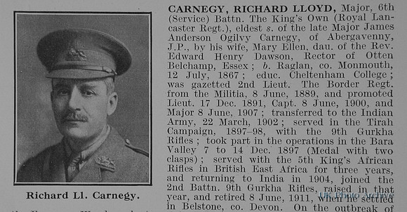 Carnegy R L Major 6th Kings Own Royal Lancaster Regiment Obit Part 1