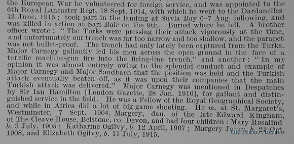 Carnegy R L Major 6th Kings Own Royal Lancaster Regiment Obit Part 2