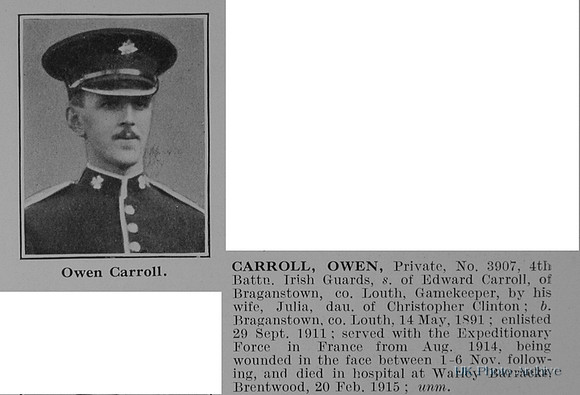 Carroll O Pte 3907 4th Irish Guards Obit
