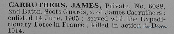 Carruthers J Pte 6088 2nd Scots Guards