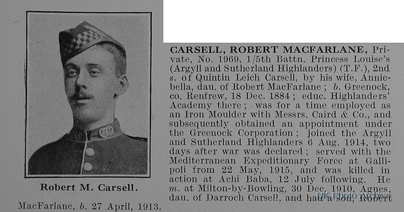 Carsell R M Pte 1969 5th Argyll And Sutherland Highlanders Obit