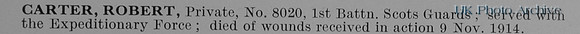 Carter R Pte 8020 1st Scots Guards