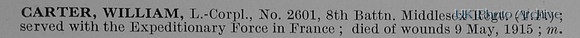 Carter W LCpl 2601 8th Middlesex Regiment