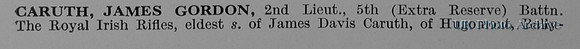Caruth J G 2nd Lt 5th Royal Irish Rifles Obit Part 1