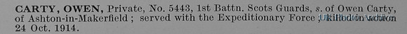 Carty O Pte 5443 1st Scots Guards