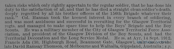 Hannan H M Lt Col 8th Cameronians Obit Part 3