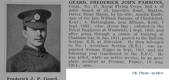 Geard F J P Cpl 47 Royal Flying Corps Obit