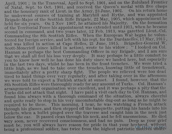 Hannan H M Lt Col 8th Cameronians Obit Part 2